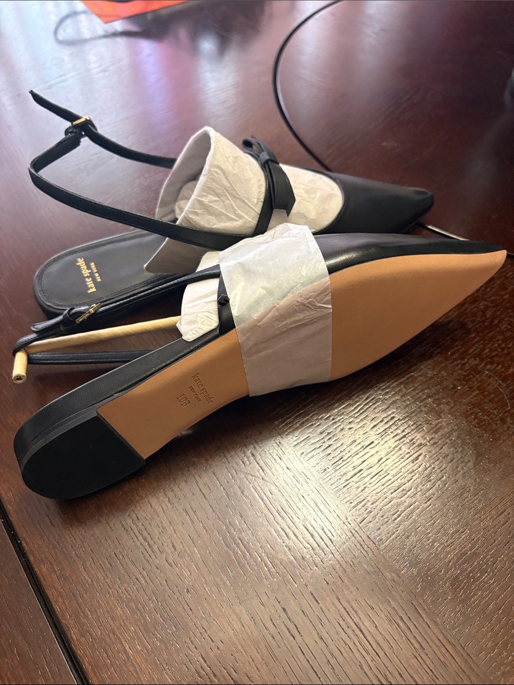kate spade Black Pointed Slingback Flats with Bow - Picture 3 of 4